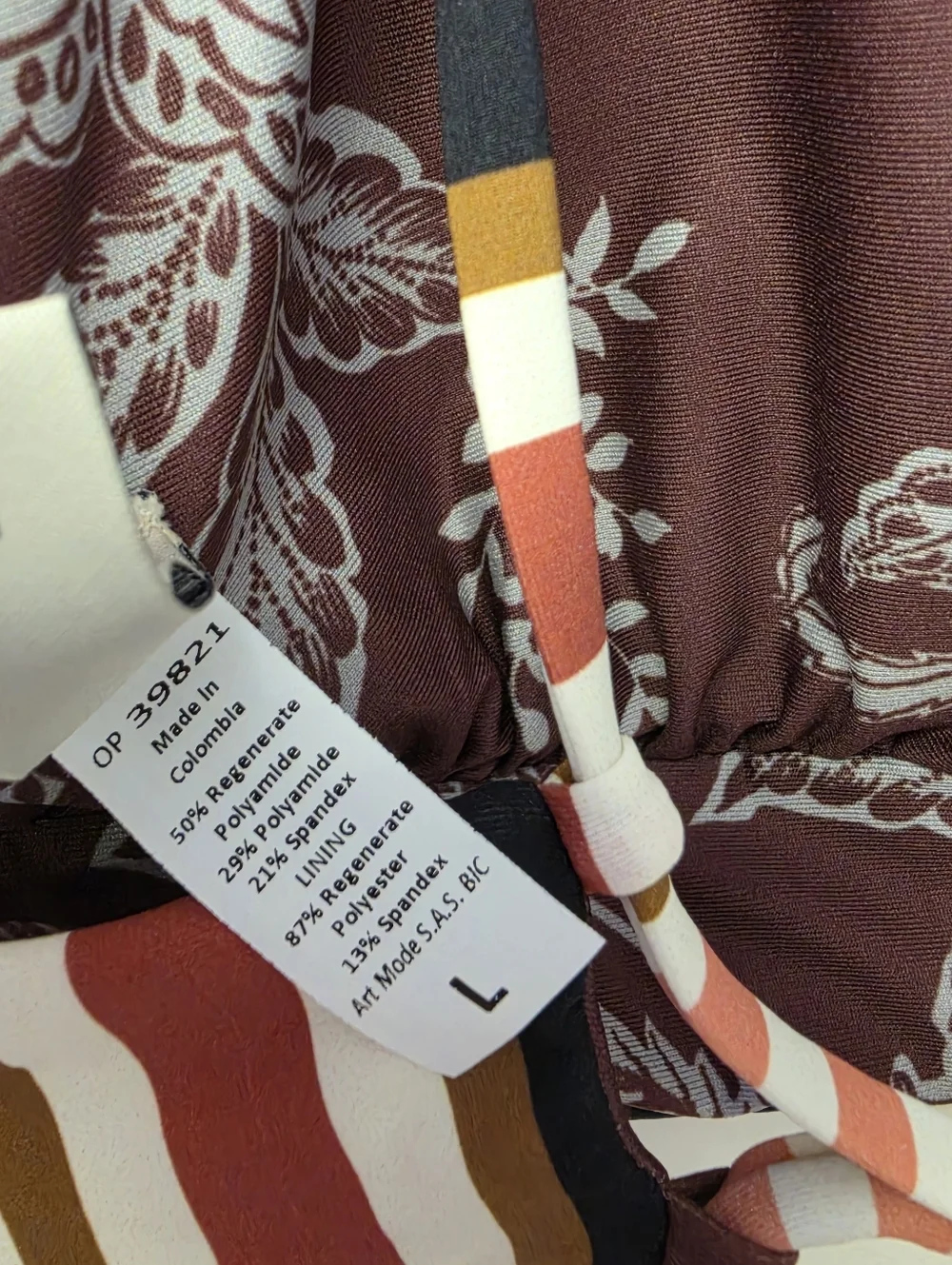 Maaji Burgundy Barcode Parade Reversible Triangle Bikini Swim Top L